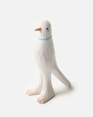 Ceramic Clay Sculpture by Yi Shao Jie Mo - Bird with Blue Pearl Necklace