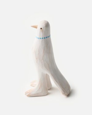 Ceramic Clay Sculpture by Yi Shao Jie Mo - Bird with Blue Pearl Necklace