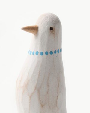 Ceramic Clay Sculpture by Yi Shao Jie Mo - Bird with Blue Pearl Necklace